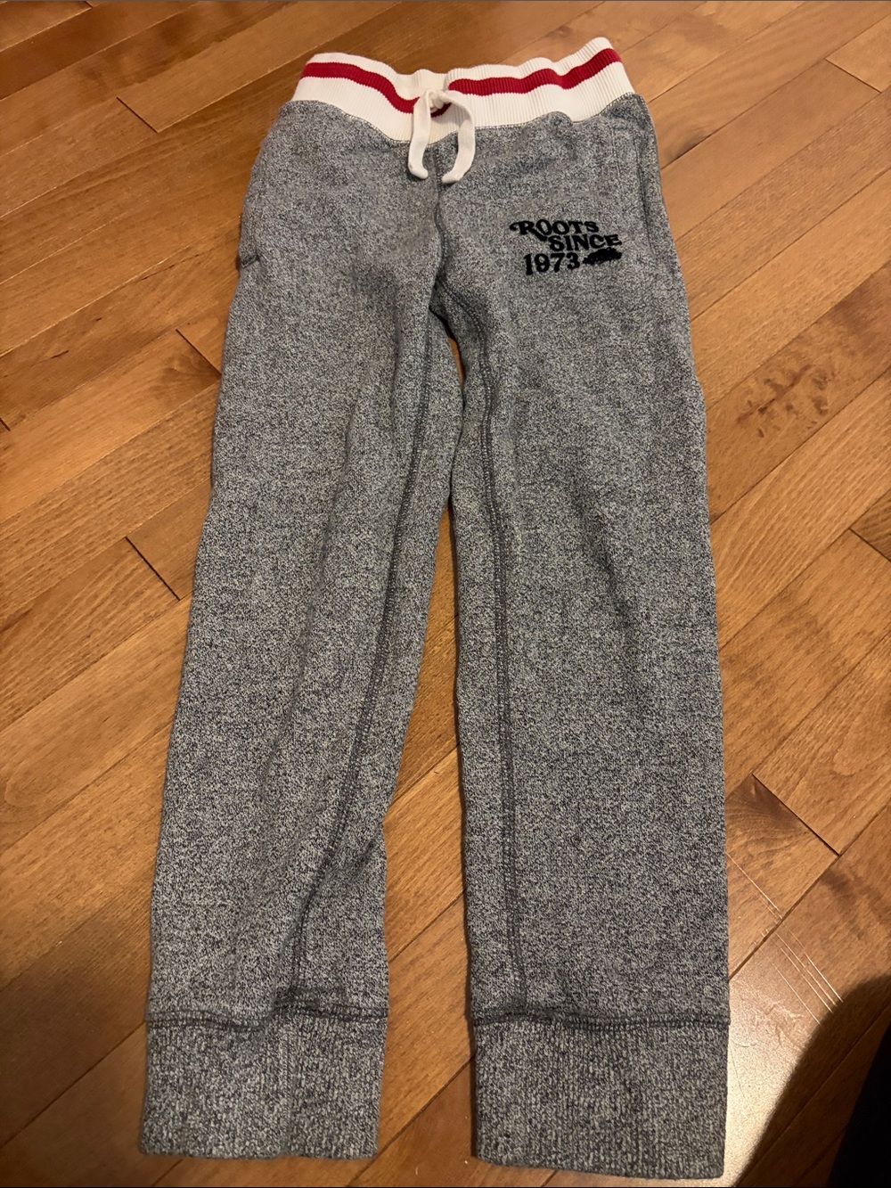 Roots Kids Heather Gray Sweatpants with Red-Trim Waistband